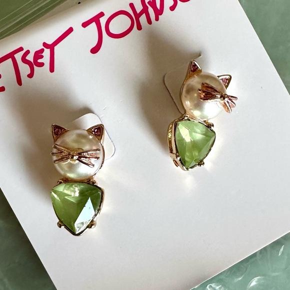 Betsey Johnson Cat stud earrings New - Picture 6 of 8